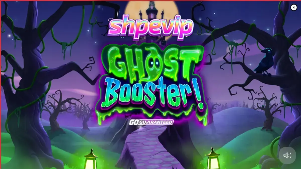 Tampilan visual slot Ghost Booster dengan tema Halloween yang ceria dan penuh warna